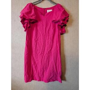 CHARLOTTE BRODY hot pink puff ruffle shoulder mini dress